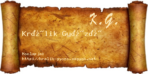 Králik Győző névjegykártya